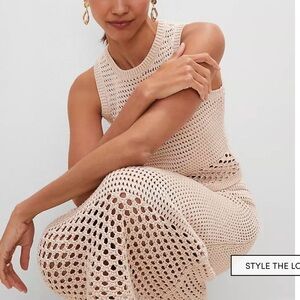 Ann Taylor Crochet Knit Set in Beige NWT